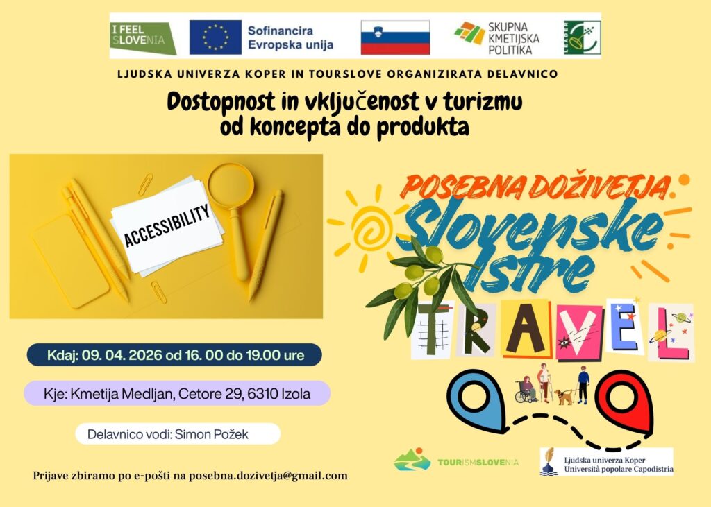 Vabilo na Tourslove in Ljudska univerza Koper vabita na delavnico “Dostopnost in vključenost v turizmu – od koncepta do produkta”