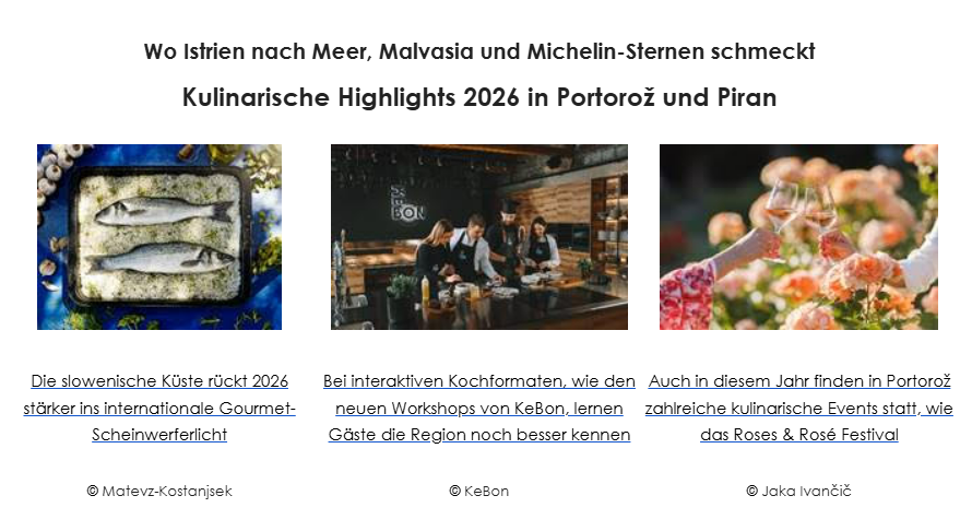 Pressemitteilung Portorož & Piran – Kulinarische Highlights 2026