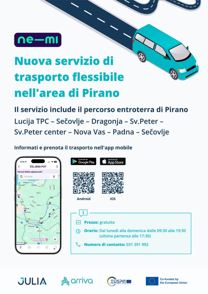 Nuovo servizio: trasporto a chiamata per l’entroterra del Comune di Pirano