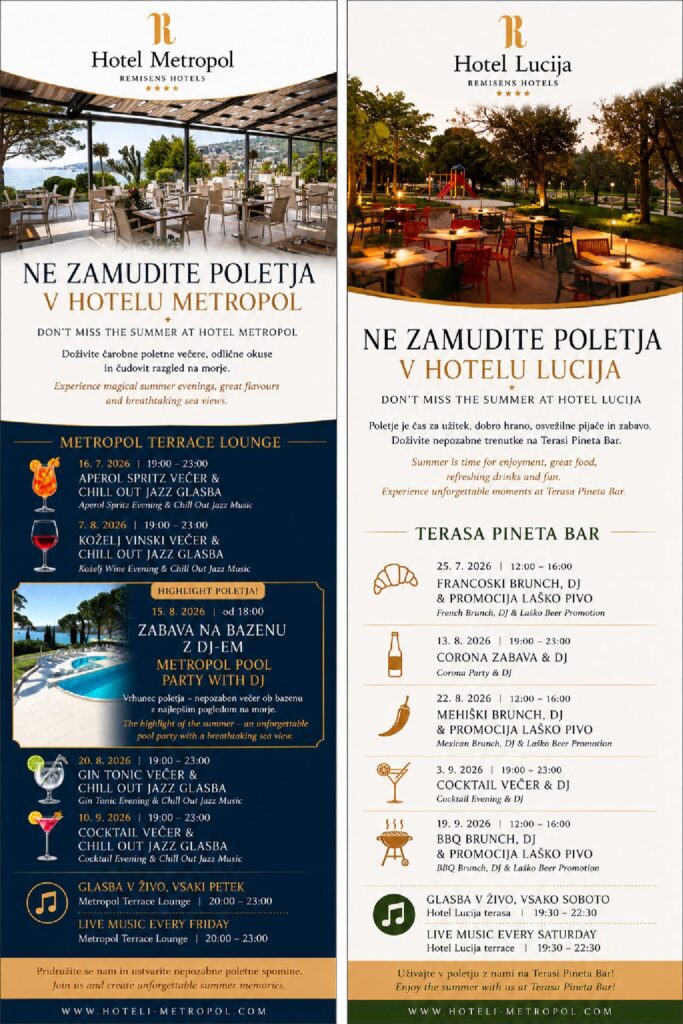 Poletno dogajanje v hotelih Metropol in Lucija