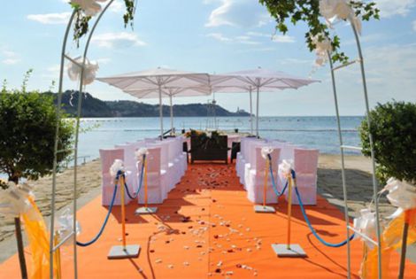 Strunjan, the beach and the pier