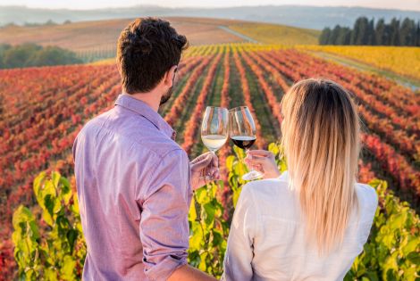 Wine experience with a sunset backdrop